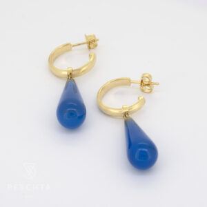 Creolen mit Blauachat Anhänger