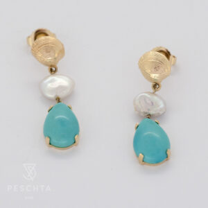 Perlen Tyrkis Muscheln Ohrhänger