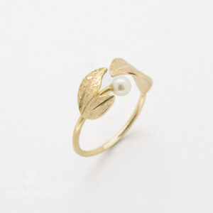 Blätter Perle Ring